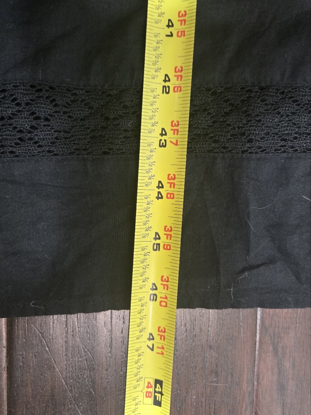 GAP Black Cotton Lace Trim Tiered Midi Dress Button Front Puff Sleeve Medium - Picture 9 of 9